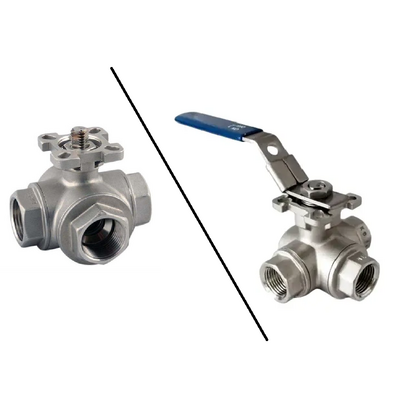 Zawór kulowy 1/4 trójdrożny ręczny / pod napęd nierdzewny typ L