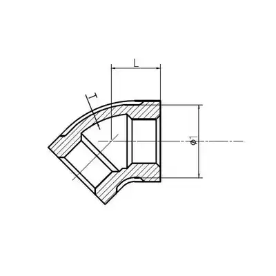 Threaded elbow WW 45 ° G3 / 4, SS316
