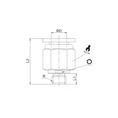 Złączka wtykowa prosta M6z do węża 4, MN