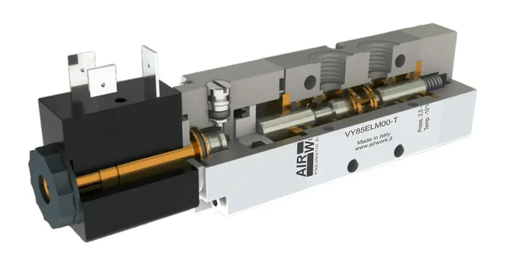 Przekrój elektrozaworu pneumatycznego 5/2